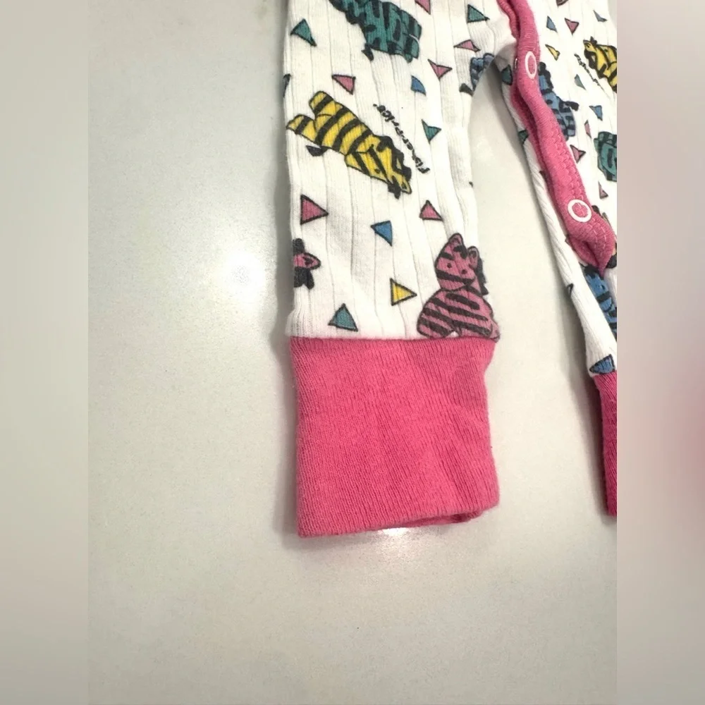 Vintage Fisher Price Baby Zebra Print Footless Sleeper Pajamas 14-18 lbs USA